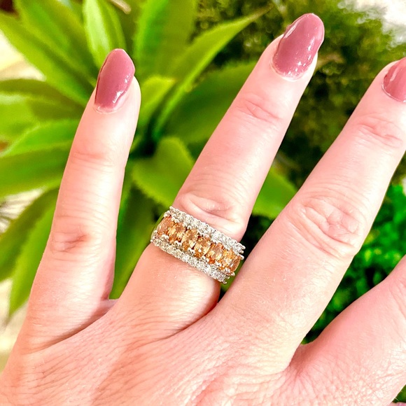 Sterling Silver Cubic Zirconia Peach Ring - Picture 9 of 10